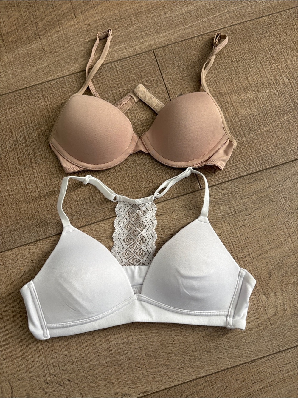 Hanes White and Nude Everyday Bras with Lace Back Detail